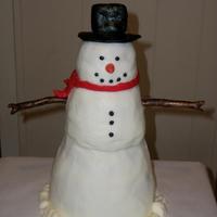 Snowman My first snowman. Used my Pampered Chef batter and prep bowls to make body and head. All buttercream with arms and hat in fondant.