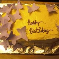 Birthday Butterflies Birthday cake I made for a student worker. Butterflies are made out of marbled fondant that I cut and then let harden