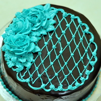 Chocolate Cake With Teal Icing 