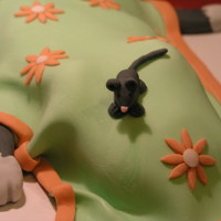 Cat Under Blanket My first non-square, non-round cake. This was for my Wilton fondant and gumpaste class. We learned how to drape fondant (so I did the...