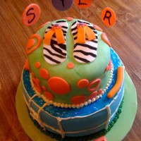 Pool Party Cake above ground pool cake with zebra flip flops made with fondant and royal icing grass