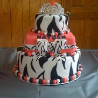 Pink Zebra Cake pink zebra cake everything is edible bow and tiara !