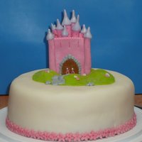 Princess Castle This castle cake was a 10" round made for a 1st birthday. A seperate on layer cake was made for the birthday girl to dig in to.