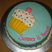 Summer Cupcake I really enjoyed learning in the new Wilton classes. Orange cake covered in buttercream icing.