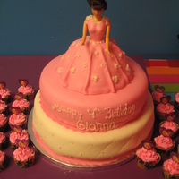 Princess Doll Strawberry cake with fresh strawberries n cream filling. Covered in MMF. First time trying the doll cake. TFL!
