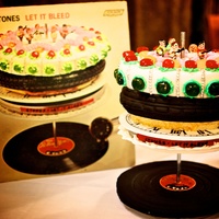 Rolling Stones Cake, Let It Bleed Scaled down sculpted cake of a cake made of random parts (by Delia Smith) from the Rolling Stones Album "Let It Bleed".