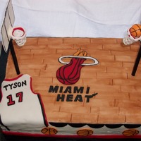 Miami Heat Basketball For a 17 year old fan of the Heat! Red velvet cake, cream cheese frosting, decorations made from MMF & Satin Ice. Floor is painted on...