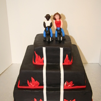 Highway To Hell Anniversary Cake With Motorcycles A customer requested this cake with figurines of her and her husband on motorcycles. I had a very hard time with the motorcycles, but it...