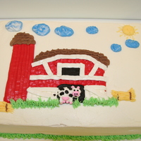 Farm Motif In Buttercream A customer requested a 2-layer 1/4 sheet cake decorated in a farm motif for a Sunday school picnic. Everything is buttercream.
