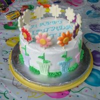 Spring Flower Cake whipped icing with chocolate flowers
