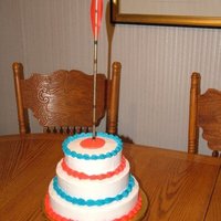 Shawns Archery Cake archery birthday cake with whipped icing.