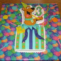 Scooby Doo scooby doo cake mold with square cake, whipped icing and fondant