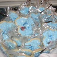 Baby Onesie Cookies Buttercookies with Colorflow Icing. Ladybugs made out of fondant