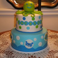 Sea Creatures Cake This was made for a lady from our church. It was inspired by the bedding that the couple chose for their little man. TFL