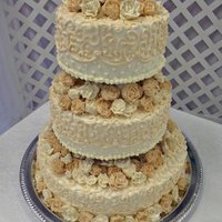 My First Wedding Cake :)) 277 buttercream roses!White cake with buttercream frosting :))