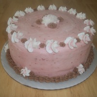 Mmm Strawberry My 2nd cake for Wilton Course 1.A 1-2-3-4 cake frosted with strawberry butter cream and filled with chocolate buttercream.