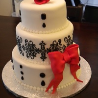 Damask Black White Cake The bride wanted edible black diamonds, which I made from molds, but it took about 3 rounds of them to have enough good ones. NEVER want to...