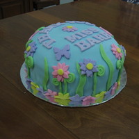 Spring Thank You Cake Fondant covered cake with fondant decorations