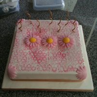 Stenciled Design First time using my stencil, flooded the arear slightly, but nothing a flower or three could hide!