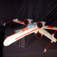 X Wing Fighter 32"x36" wrapped in MMF, 12"x.250" white chocolate wings. 4 days on the build. except for the big gulp straw lasers and...