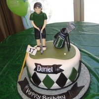 Birthday Golf Cake 10 inch Cake made for a young mans 17th birthday. Everything was handmade minus the cobblestone imprint. No molds used.