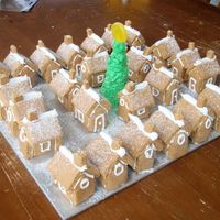 Gingerbread Village Made this for a bring and share Christmas party at my kids' daycare. Sprinkled the lot with icing sugar for snowy effect. Tree is an...