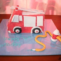 Firetruck Son's birthday cake. Pic was taken before final touch ups - hence all the excess icing sugar! Tag teamed for this one with my hubby....