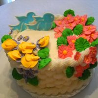 My Very First Buttercream Frosting Decorated Cake. Red velvet with cream cheese frosting.