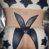 Dallas Cowboy Cheerleader This is a Dallas Cowboy Cheerleader I made for my husband on Father's Day. It is a red velvet cake with mmf accents. TFL.