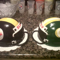 Steelers Vs Packers Football Helmets Cakes 