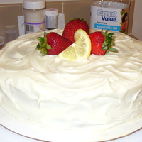 My Mom's Mother's Day Cake! This is a lemon cake with cream cheese icing, made for my mom.