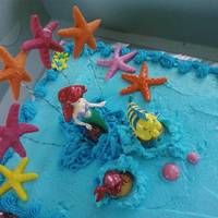 Arial Birthday Cake 2 Birthday cakes made for the same day for my grand kids! Ariel, blue ocean, stars, shells, cakes, fish,