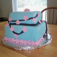 Cherry Blossom Cake Square Chinese Cherry Blossom themed cake