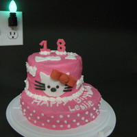 Hello Kitty Birthday i made this for my cousin. the bottom tier is 9 inch and top is 6 inch round. my cousin is a girly girl and loves hello kitty. the kitty...