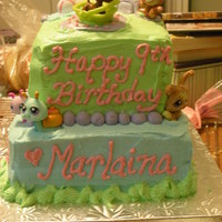 Littlest Pet Shop Birthday This is a 6 & 8" square bday cake I made for my 2nd cousin. She wanted a Littlest Pet Shop park/playground themed cake. The top...