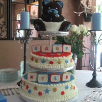 Teddy Bear Topper Baby Shower Cake 