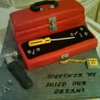 Toolbox And Tools Surprise groom's cake for my friend at their wedding. Fondant covered toolbox, gumpaste tools. I made my own molds for the screws and...