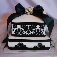 Black And White Damask Wedding Shower Cake 