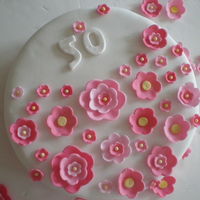 Pink Flowers Last minute cake, late at night cake - knew the icing was poor but didn't realise how bad until the morning! Birthday girl loved it...
