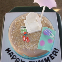 Summer Cake Made 4 cakes for my school's end of year party- did the school letters, but they seemed booring so I added a small beach cake inspired...