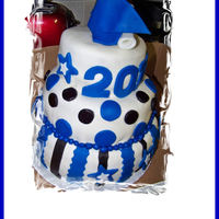 Blue, White And Black Graduation Cake 