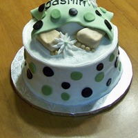 Baby Rump Cake- Sage Green Baby Rump CakeFeet are rice kripsy treats covered in fondant. Rump is a small cake baked in a pyrex bowl. Cake is 8" round vanilla....