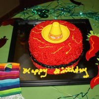 Mexican Party Cake mexican vanilla cake red and black butter cream