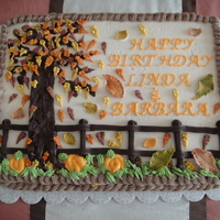 Autumn Leaves I made this cake for some friends at work. Everything is buttercream with the leaves made out of buttercream and a little royal icing.