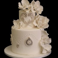 Glitzy White Cake from my moldflower class with Ron Ben Israel at Custom Cakes in Savannah,Ga