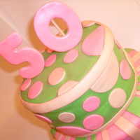 Pink, Green, And Ivory Tiered Cake Top tier was a cream cheese-coconut cake and the bottom was a double chocolate.