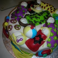 Sleepover Cake/pool Party Cake Sleepover cake/pool party cake with personalized sleeping bags and the little girls made to resemble each girl!