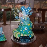 Mickey Mouse Topsy Turvy First Birthday Cake Mickey Mouse Topsy Turvy Cake with Matching Smash Cake. Cake topper was a hand made and painted keepsake box requested by the mom!