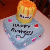 Honey Pot This cake was made for my boyfriend's mom. She hates honey....it was funny. :) The kids even helped by putting the hearts on it.