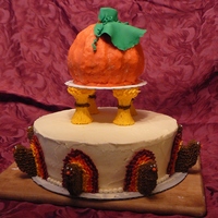 Fall Colors Sugar cookie turkeys, covered pillars to look like cornstalks, pumpkin top tier hand formed with fondant and buttercream